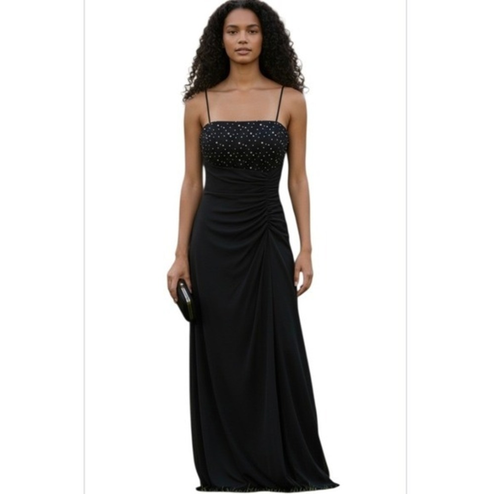 New Jr Blondie Nites Maxi Homecoming Dress Linda Bernell Black Spaghetti Strap 5